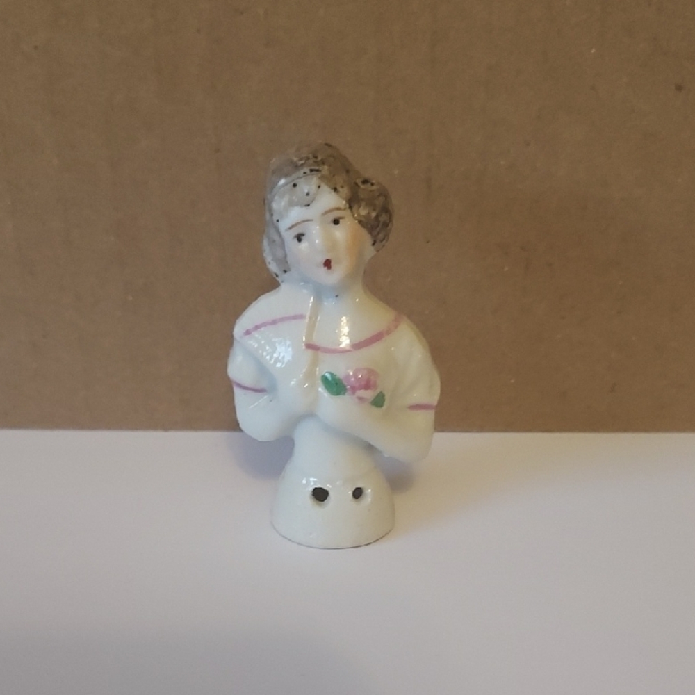 Half Doll Pincushion Doll Japanese Porcelain Antique